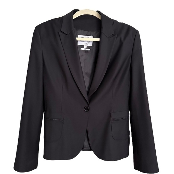 AUSTIN REED Wool-Blend Black Blazer British Tailoring Careerwear UK 40 US 10 - Picture 3 of 13
